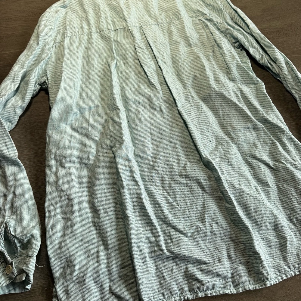CP Shades 100% Linen Blue Henley Tunic Blouse L - Picture 7 of 11